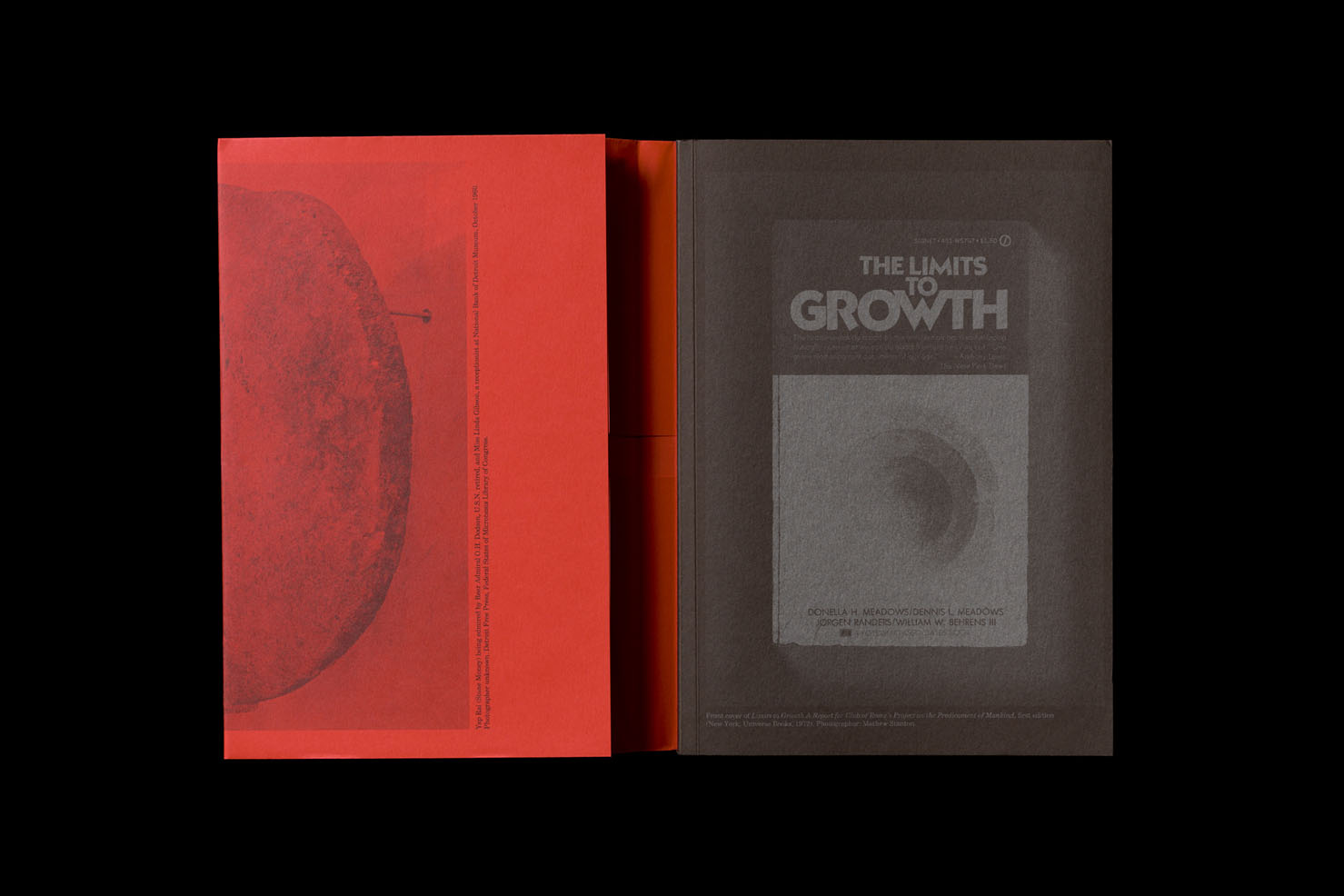 Nicholas Mangan: Limits to Growth. Softcvoer, 246 pp + 2 inserts, offset, edition of 1500, 170 x 240 mm. Design by Žiga Testen. ISBN 978-3-95679-252-6. Copublished with the Institute of Modern Art, Brisbane; KW Institute for Contemporary Art, Berlin; and Monash University Museum of Art, Melbourne