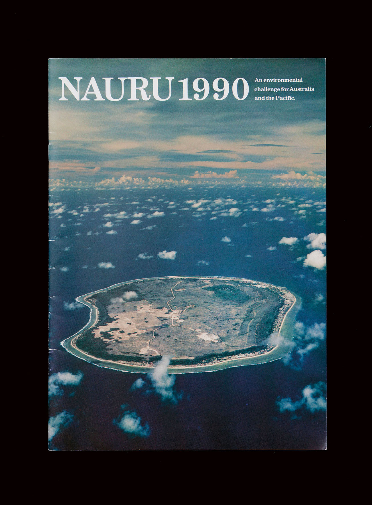 Front cover of *Nauru 1990: An Environmental Challenge for Australia and the Pacific*, produced for the Government of the Republic of Nauru by Helen Bogdan and Associates in Melbourne, 1990. Reproduction photographer: Andrew Curtis.